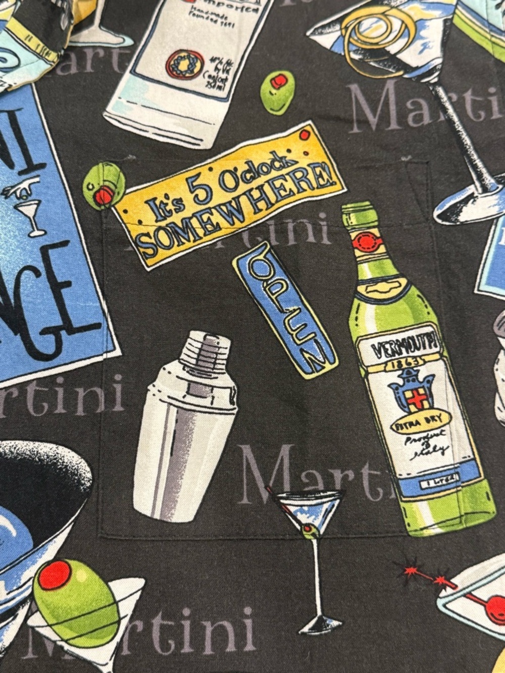 David Carey Martini Graphic‎ Shirt Men's Black Multicolor Short Sleeve M - Picture 4 of 7